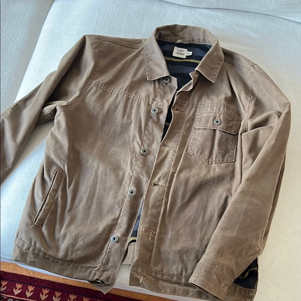 Flint & Tinder Waxed Trucker Jacket Soze Large - Picture 2 of 5